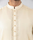 Men's Stitched Kurta Off White Embroidered Cotton Dobby Kurta